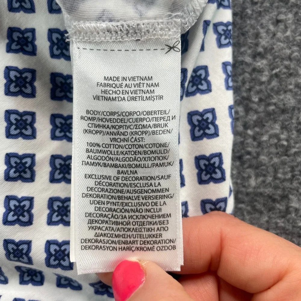 Polo Ralph Lauren Polo Men XL White Blue Geometric Medallion Classic Fit Cotton